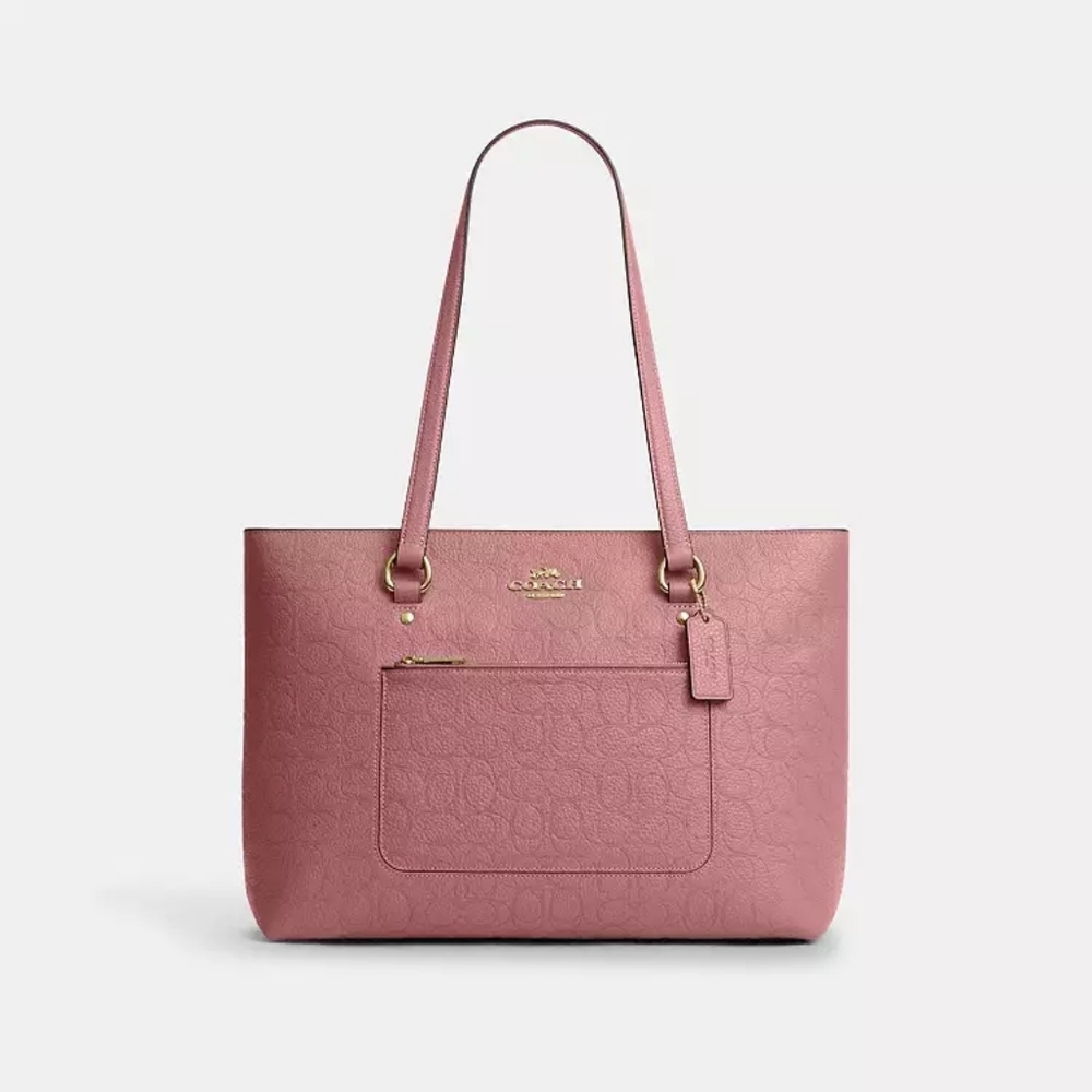 Coach Station Tote Bag In Signature Leather (Mauve pink) - Picture 2 of 11